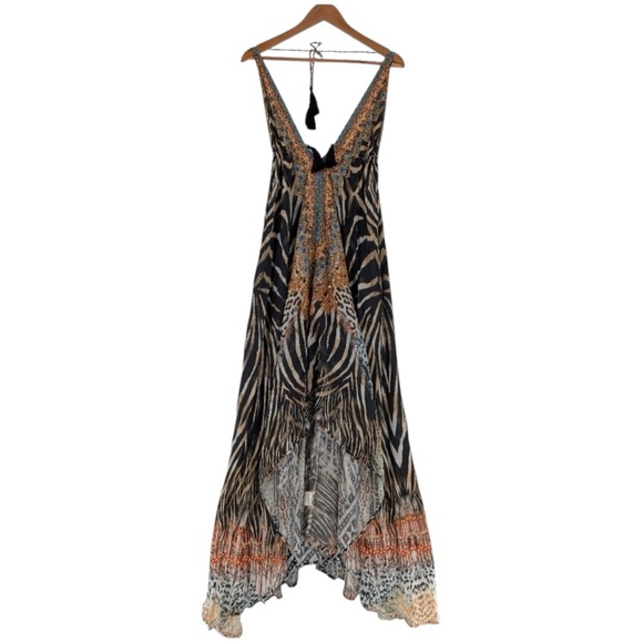 Black and White Sweetheart Neckline High‎ Low Sundress Resort Wear